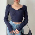 Long-sleeve Bow Front Crop Top