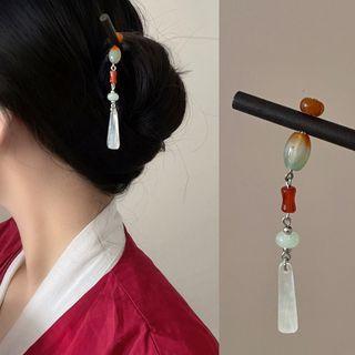 Tasseled Bead Hair Stick 2889a - Black - One Size