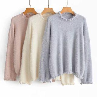 Plain Frill Trim Sweater