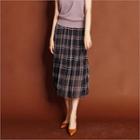 Pleated Checked Long Skirt