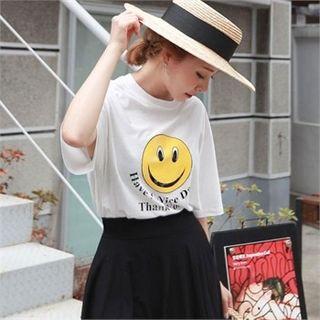 Smile Lettering Cotton T-shirt