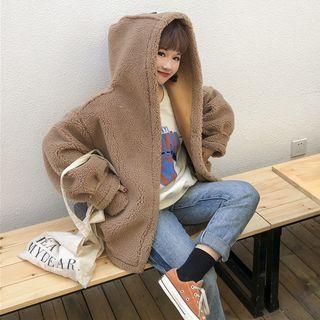 Hooded Panel Furry Jacket