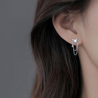 Devil Chain Drop Earring 1 Pair - Silver - One Size
