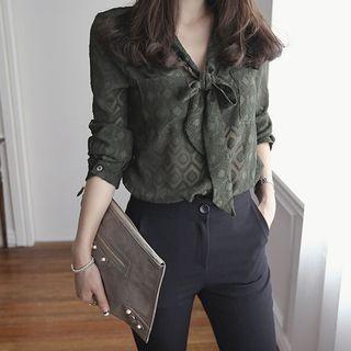 Long-sleeve Chiffon Floral Blouse
