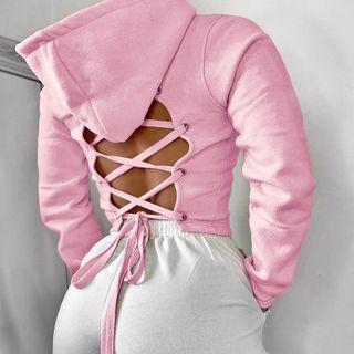 Back Lace-up Long-sleeve Crop Top