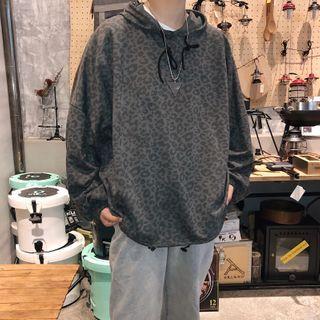 Long-sleeve Leopard Print Hooded Top