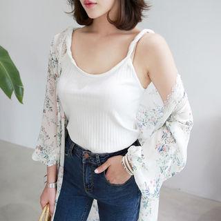 Sleeveless Knotted-detail Ribbed Top