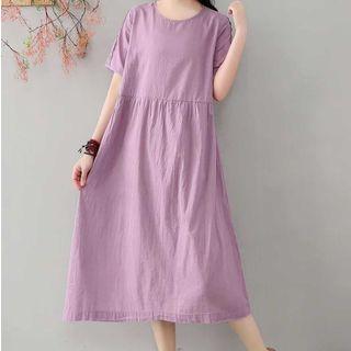 Short-sleeve Cotton Midi Dress