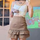 Plaid Layered Mini Pencil Skirt