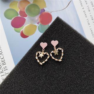 Rhinestone Cutout Heart Drop Earrings 1 Pair - Gold - One Size
