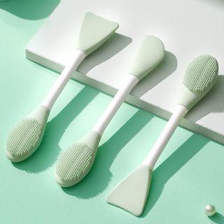 Dual Head Silicone Facial Mask Brush Green - One Size