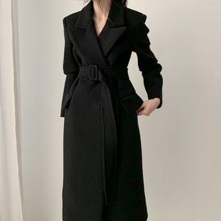 Tie-waist Open Front Long Coat