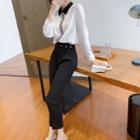 Set: Two Tone Blouse + Straight-fit Pants