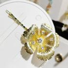 Rhinestone Alloy Flower Hair Pin 1pc - Gold - One Size