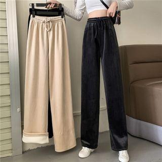 Velvet Fleece-lined Wide-leg Pants
