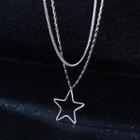 Star Pendant Layered Sterling Silver Necklace 1 Pc - Silver - One Size