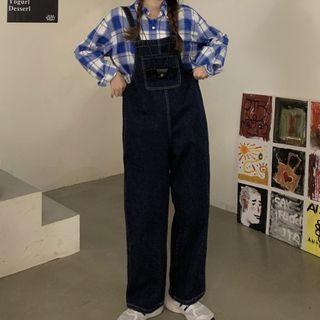 Denim Dungaree Pants Dark Blue - One Size