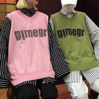 Lettering Vest/ Pinstriped Shirt