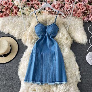 Denim A-line Strappy Dress