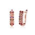 Elegant Plated Rose Gold Double Row Cubic Zircon Geometric Stud Earrings Rose Gold - One Size
