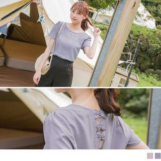 Bow Back Short-sleeve Chiffon Top