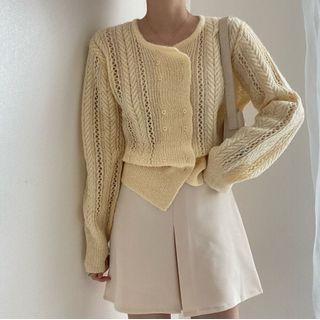 Double Breasted Open Knit Cardigan