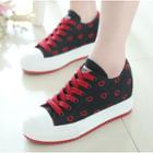 Heart Print Hidden Wedge Sneakers