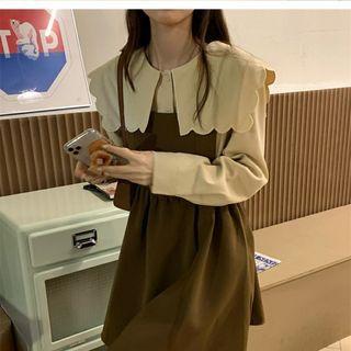 Long Sleeve Ruffle Trim Collared Plain Blouse