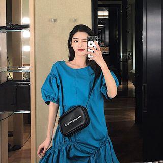 Plain Lantern-sleeve Loose-fit Dress