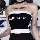 Contrast Trim Lettering Cropped Tube Top