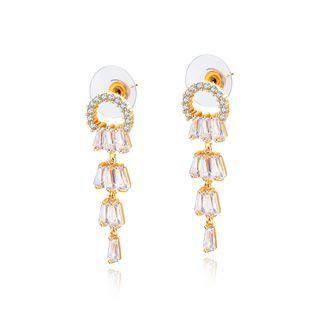 Fashion And Simple Plated Rose Gold Geometric Tassel Earrings With White Cubic Zirconia Rose Gold - One Size
