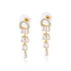 Fashion And Simple Plated Rose Gold Geometric Tassel Earrings With White Cubic Zirconia Rose Gold - One Size