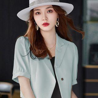 Short-sleeve Cropped Blazer / Spaghetti-strap A-line Dress / Set