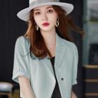 Short-sleeve Cropped Blazer / Spaghetti-strap A-line Dress / Set