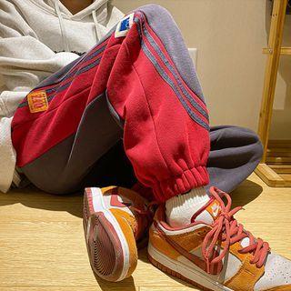 Two-tone Lettering Patch Sweatpants