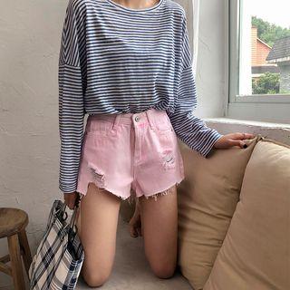 Distressed Wide-leg Shorts