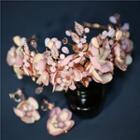 Set: Wedding Flower Tiara + Earring Gift Box - Crown & Clip On Earring - Pink - One Size
