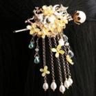 Retro Flower Freshwater Pearl Fringed Hair Stick