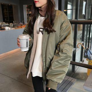 Reversible Fleece Bomber Jacket As Shown In Figure - One Size