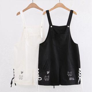 Cartoon Cat Print Jumper Shorts