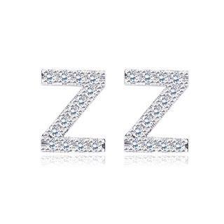 Simple Fashion Letter Z Cubic Zircon Stud Earrings Silver - One Size