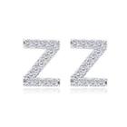 Simple Fashion Letter Z Cubic Zircon Stud Earrings Silver - One Size