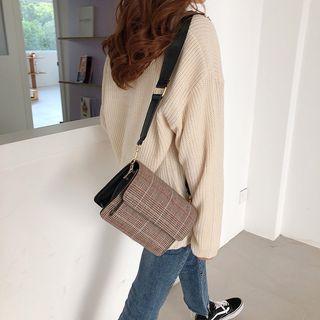 Plaid Shoulder Bag  - Coffee