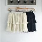 Dotted Frill-trim Mini Skirt
