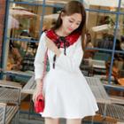 Bow Accent 3/4-sleeve A-line Dress