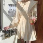 Frill-trim Wide Collar Band-waist Dress