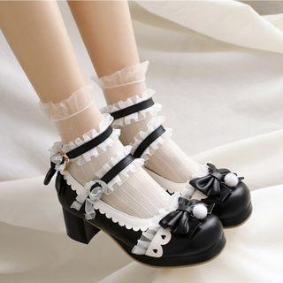 Chunky Heel Platform Ruffled Mary Jane Sandals