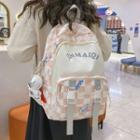 Lettering Checkered Backpack / Bag Charm / Set