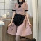Short-sleeve Mesh Mesh Mini Dress / Mesh Corset