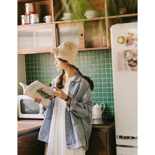 Over-fit Denim Shirt Jacket Light Blue - One Size